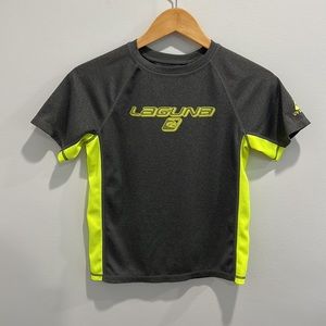 Laguna Boys Rash Guard Swim Shirt Medium10 - 12 Gray Yellow Short Sleeve